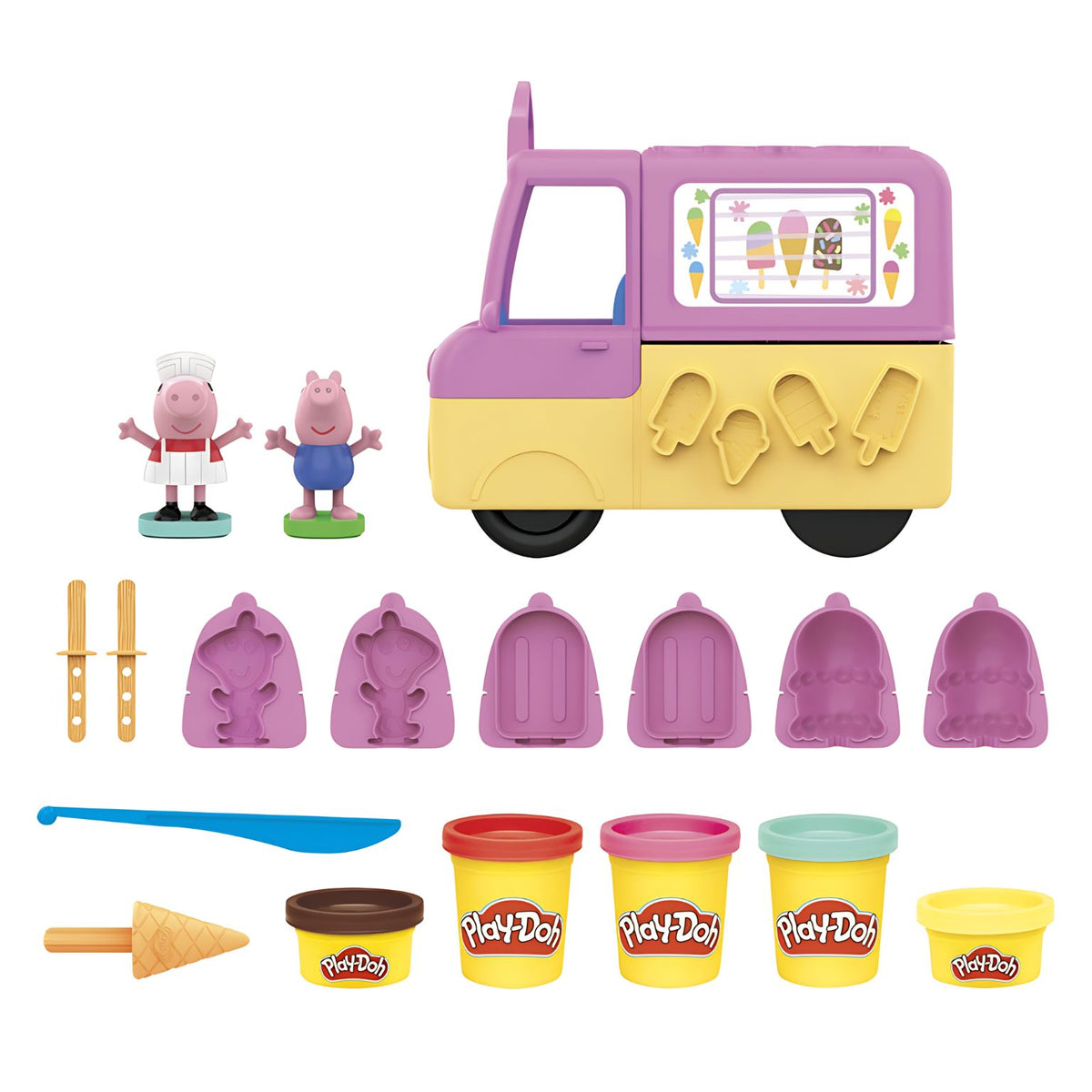 Camião de gelados da Peppa Pig com moldes para sobremesas Play-Doh