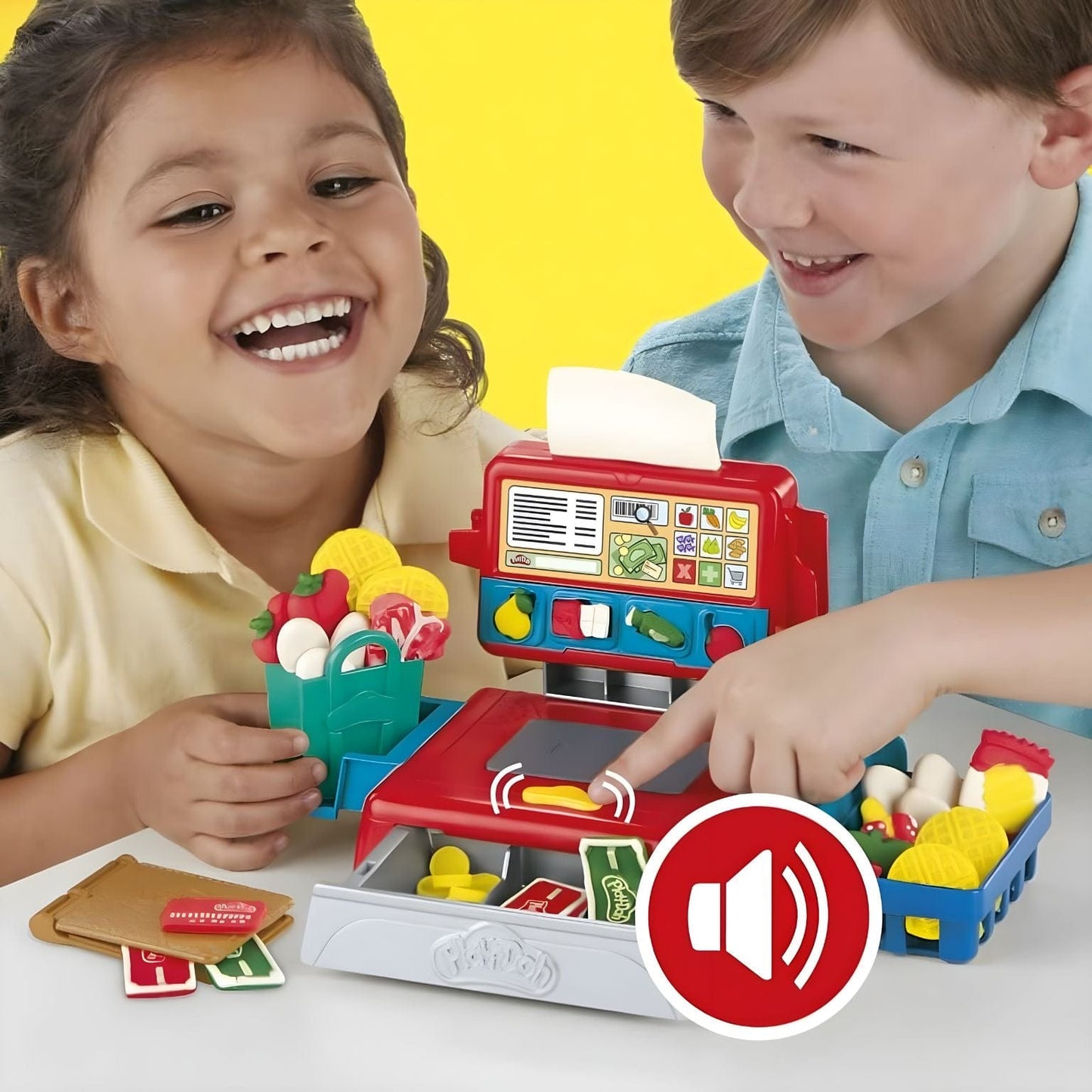 Play-Doh Caixa Registradora com acessórios de supermercado e massa de modelar colorida