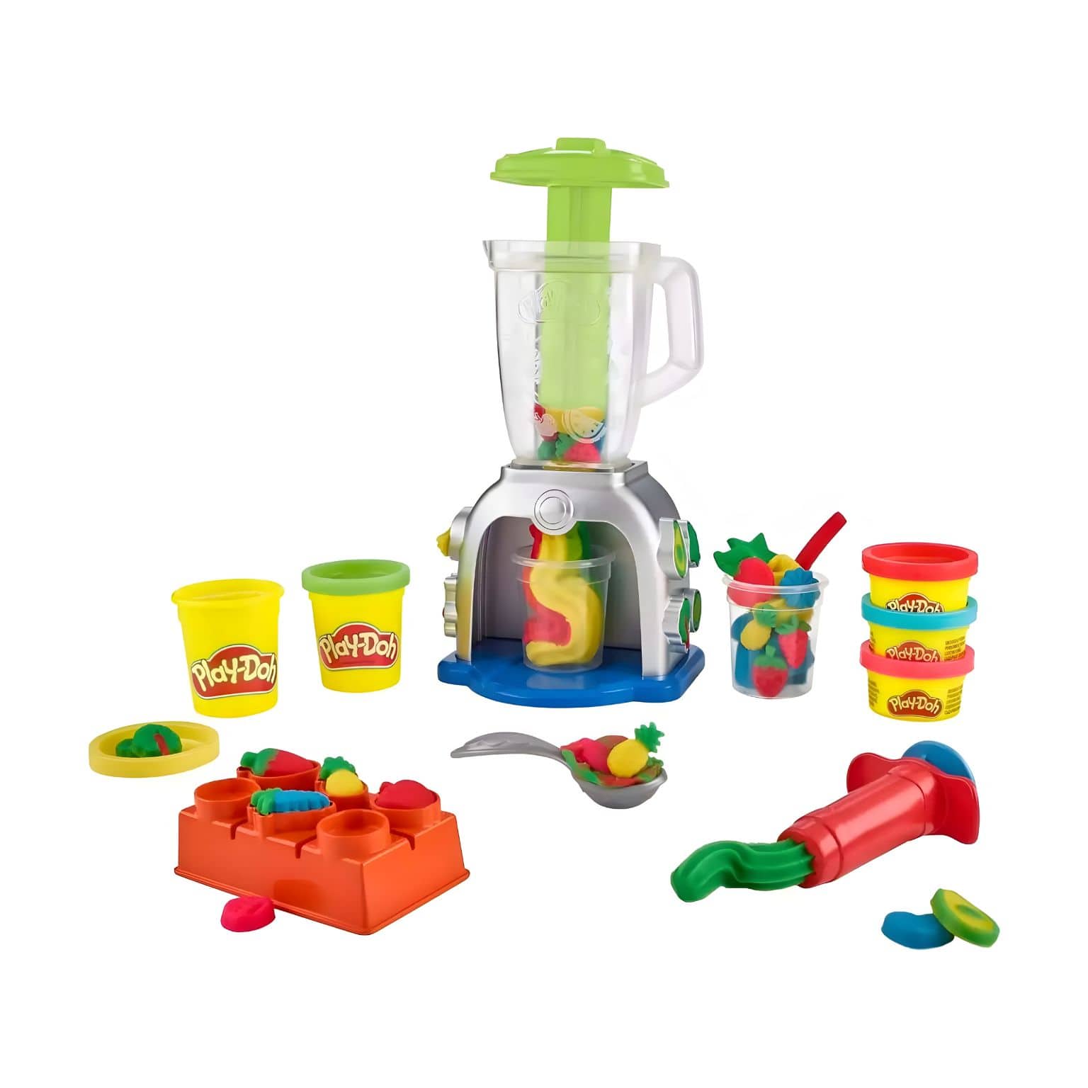 Conjunto Play-Doh Smoothies Coloridos em embalagem com liquidificador de brincar