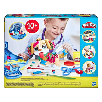 Parte de trás da caixa Play Doh Kit veterinário