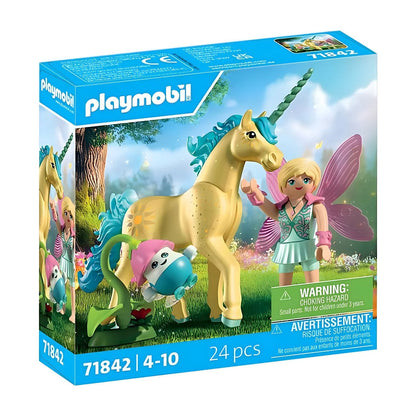 Caixa Playmobil 71842 Unicórnio Sunshine Blossom com fada
