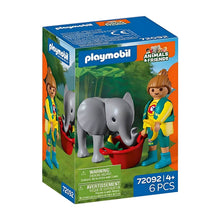 Playmobil 72092 Zoo Bebé elefante e guarda do zoo com momento de alimentação