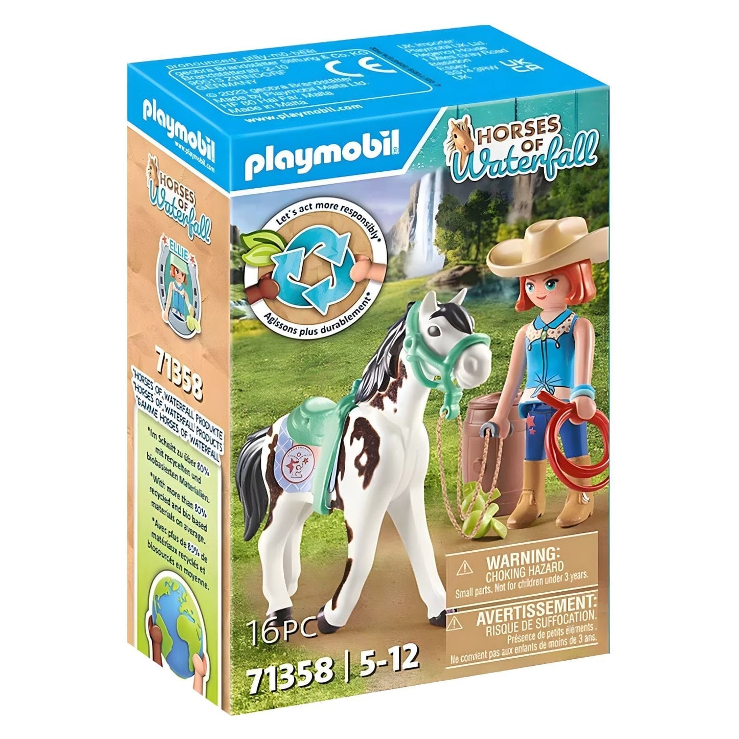 Playmobil Hora de comer com Ellie e Sawdust com Ellie, cavalo manchado e acessórios de rancho