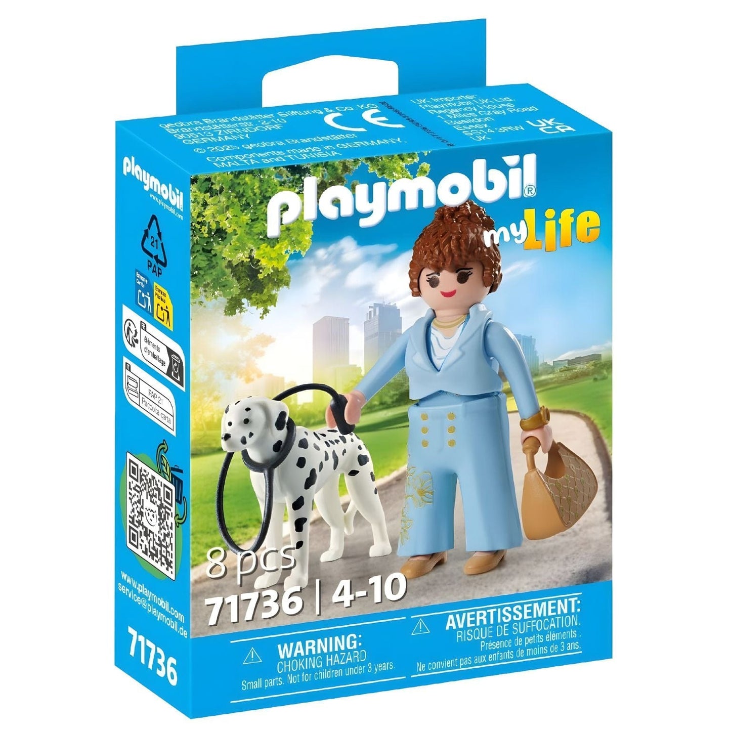 Playmobil Manager com Dálmata a passear no parque com trela e mala