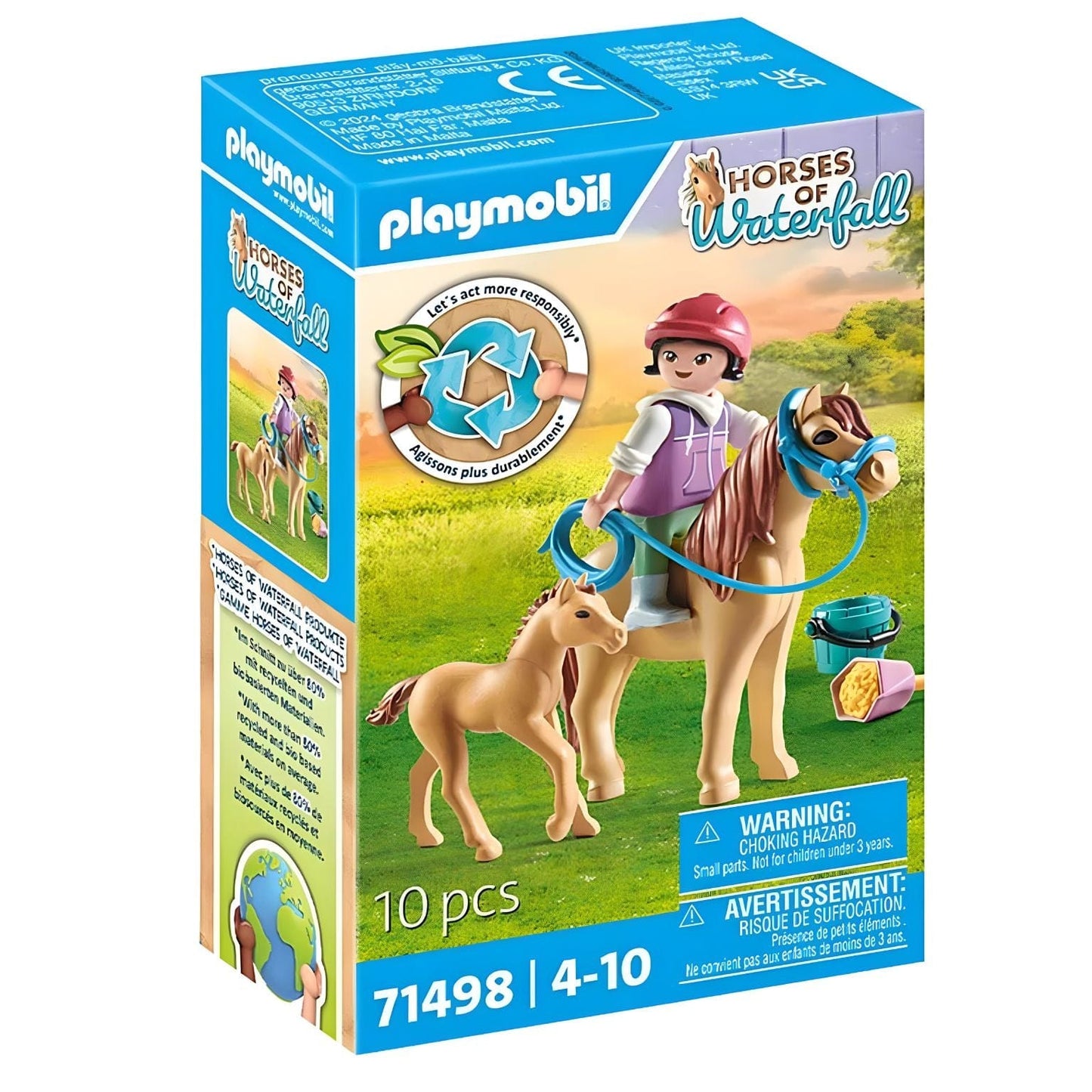 Playmobil Menina com pónei e potro com acessorios de cuidados e passeio no campo