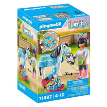 Playmobil Terapeuta de cavalos com cavalo, terapeuta e acessórios de cuidados em cenário equestre