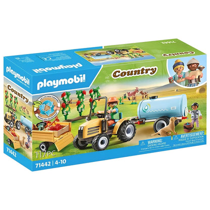 Playmobil Trator com reboque e cisterna com reboque, cisterna e figuras na quinta