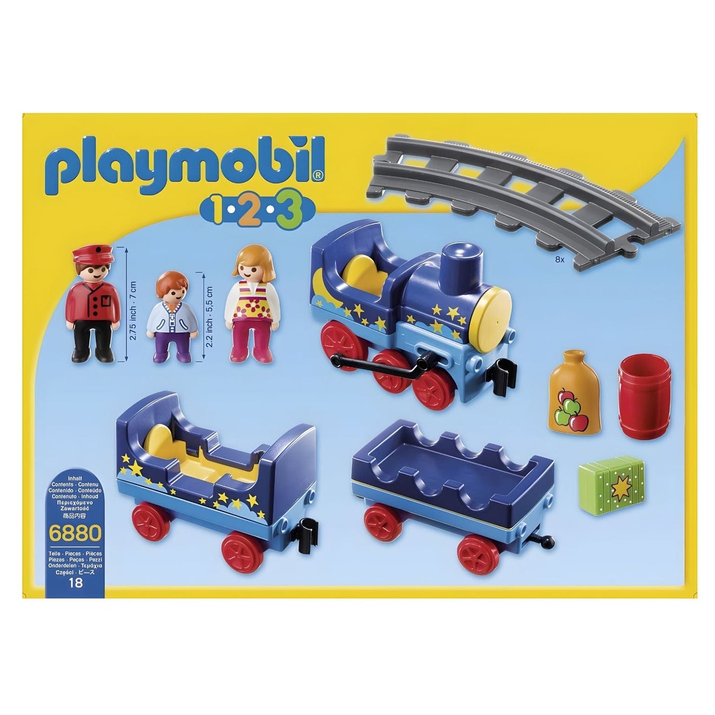 Playmobil 1.2.3 comboio com linha férrea com carruagens e figuras infantis