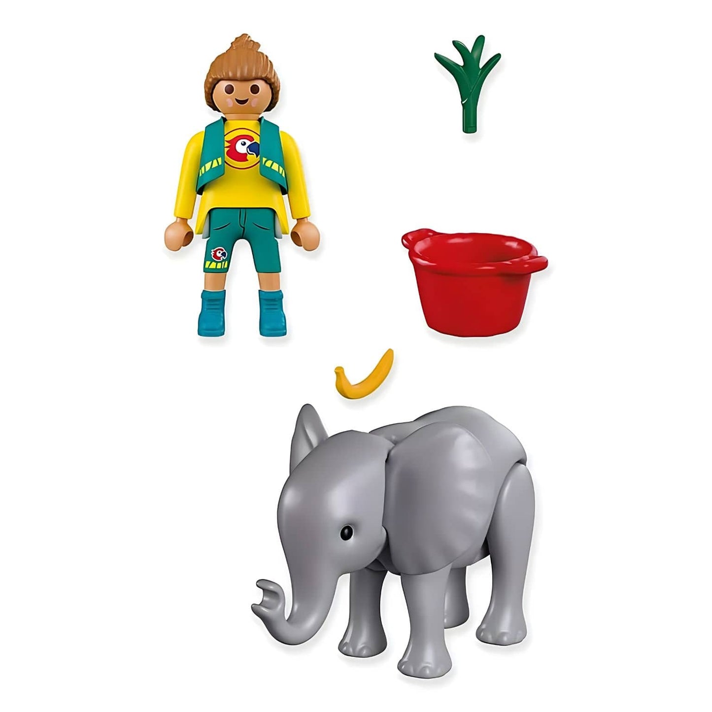 Playmobil 72092 Zoo Bebé elefante e guarda do zoo com momento de alimentação