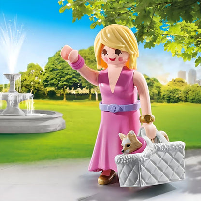 Playmobil 71737 It-girl com Chihuahua num parque com fonte