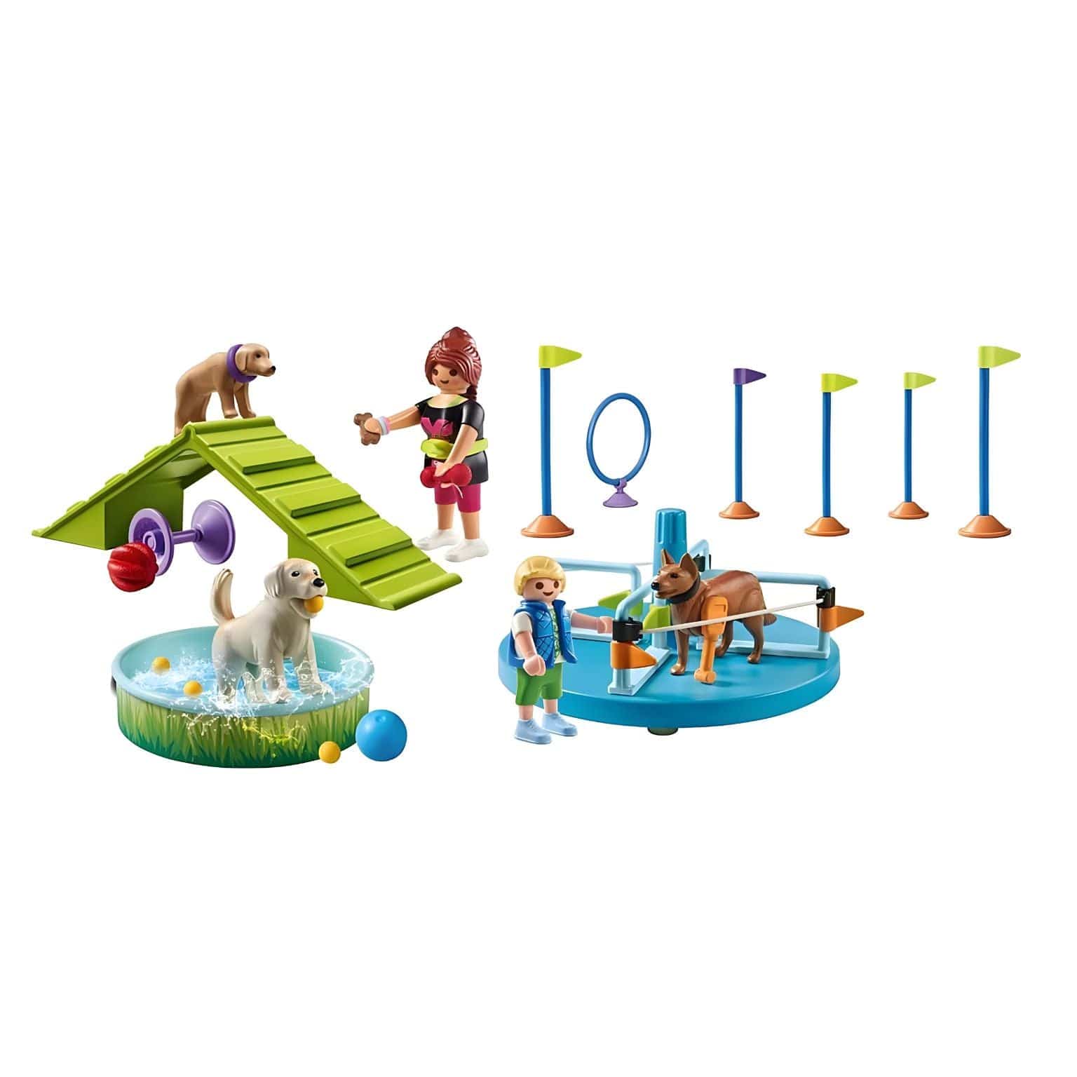 Playmobil Parque para cães com obstáculos de treino, rampa e cães a brincar no parque