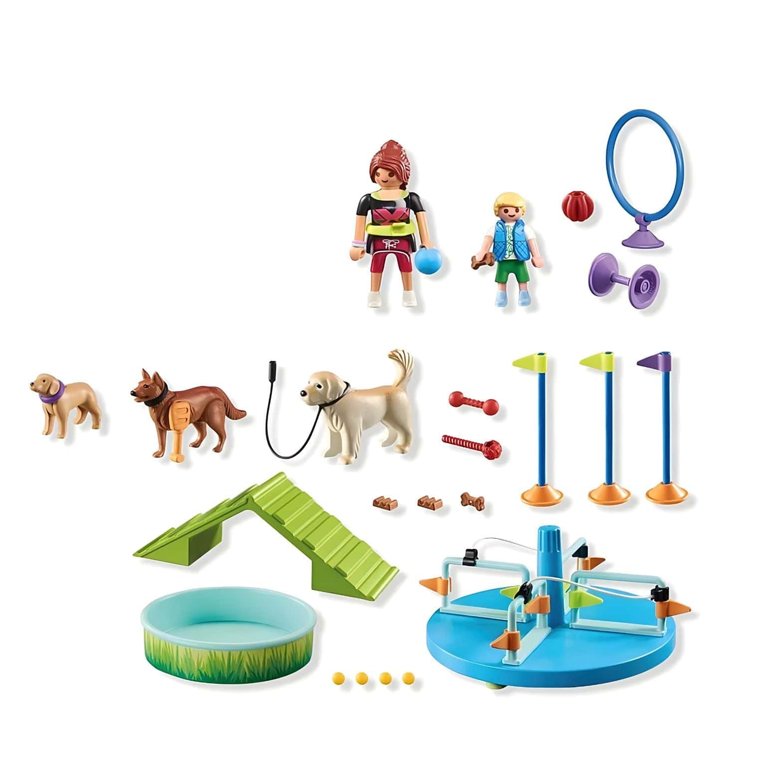 Playmobil Parque para cães com obstáculos de treino, rampa e cães a brincar no parque