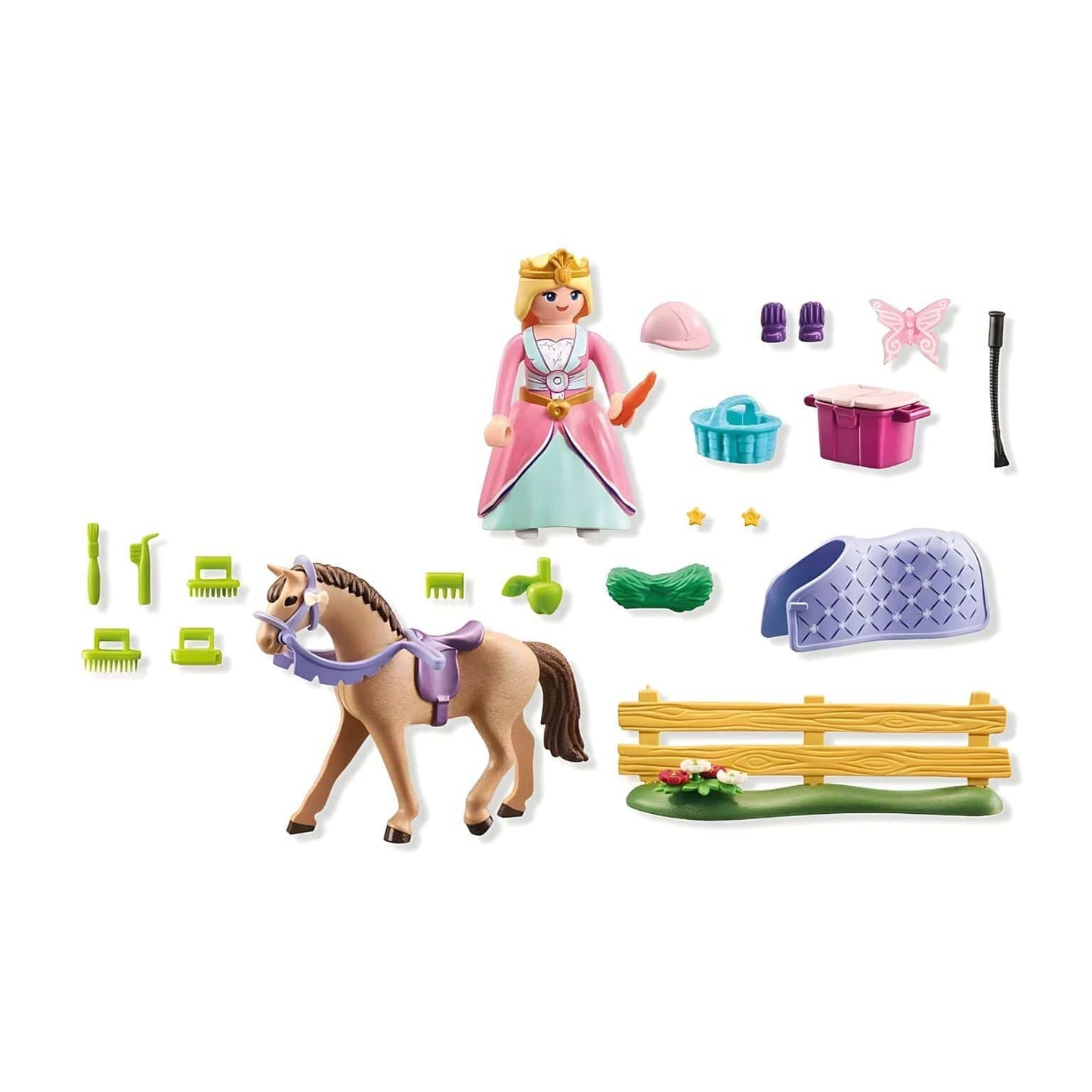 Playmobil Starter Pack Princesa com cavalo com acessórios de cuidado e cenário de passeio
