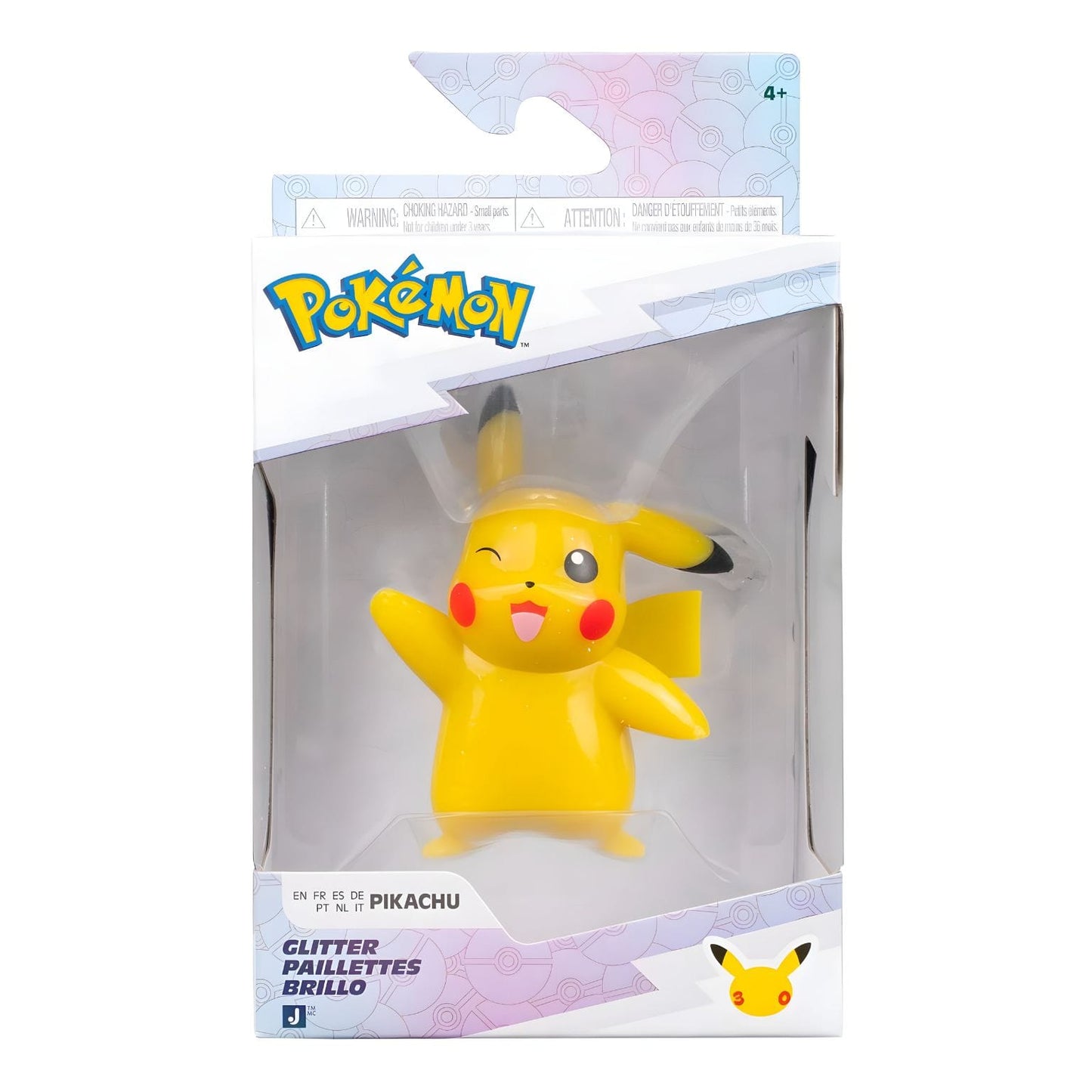 Figura Pokémon Battle Pikachu 30.º Aniversário com acabamento glitter