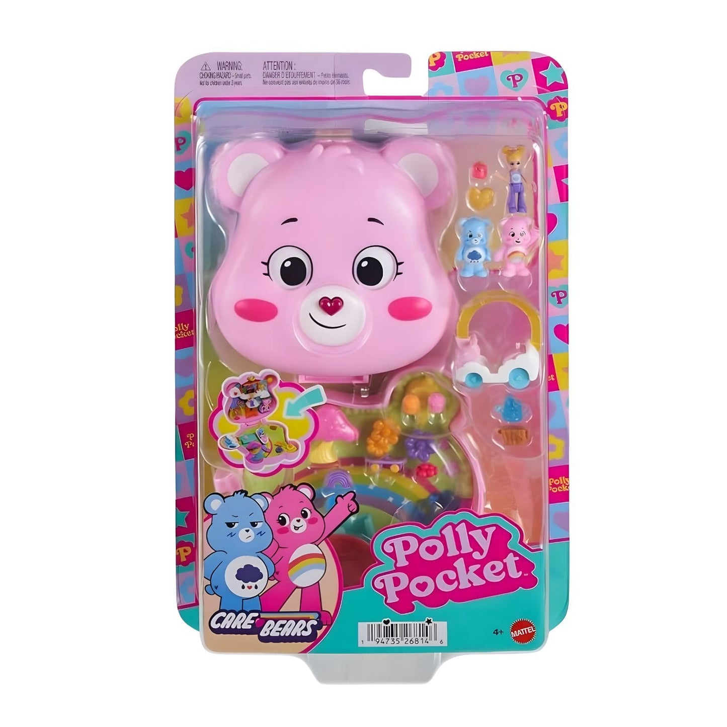 Polly Pocket Care Bears compacto com mundo Care-a-Lot em miniatura