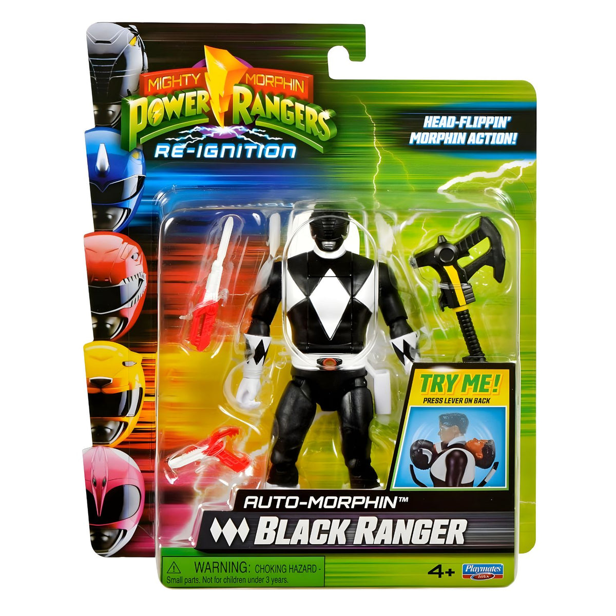 Power Rangers Ranger Preto Auto-Morphin com machado e acessórios