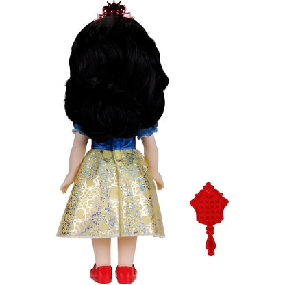 Princesa Disney Branca de Neve com vestido clássico e acessório vermelho