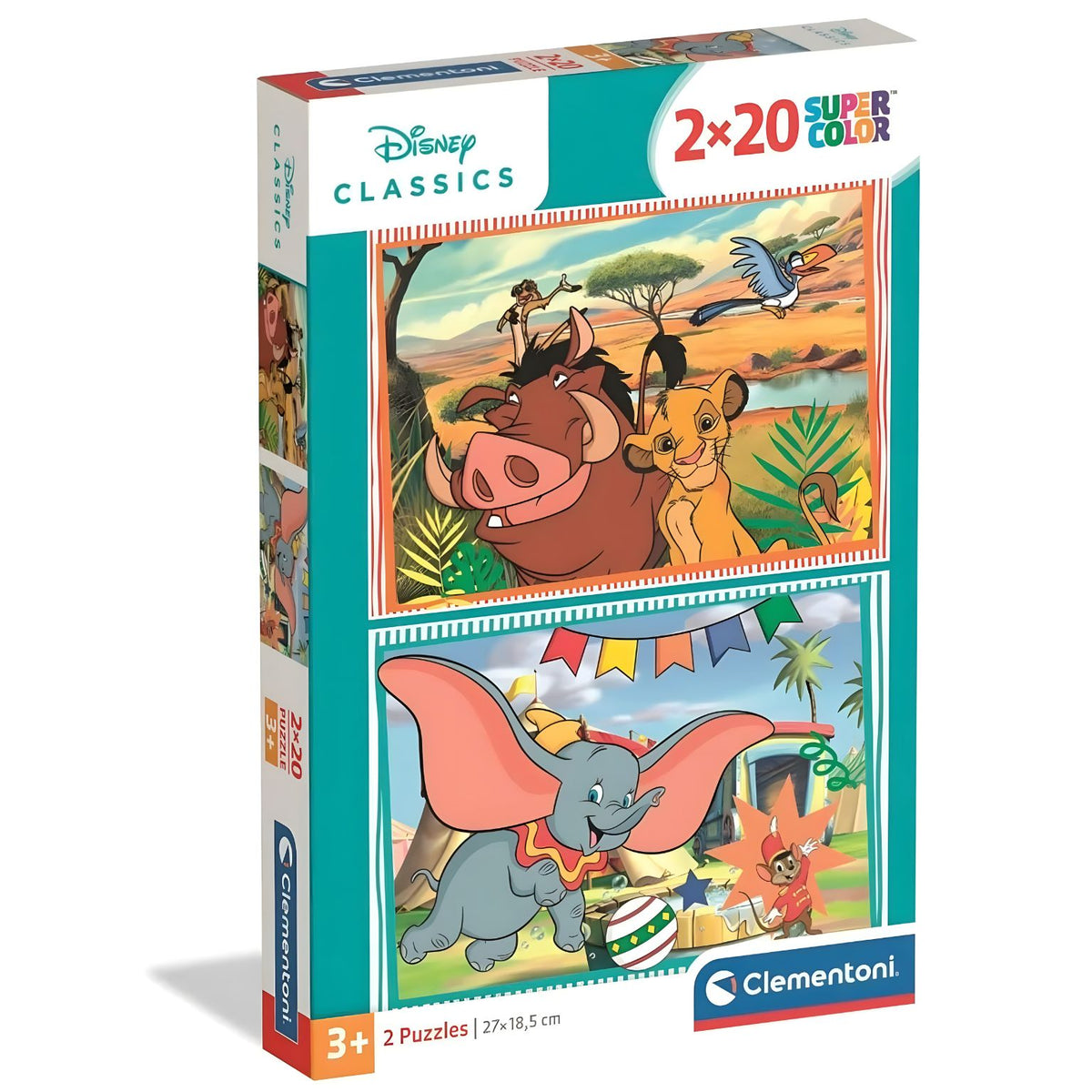 Puzzle Clássicos Disney 2x20 peças Clementoni com O Rei Leão e Dumbo