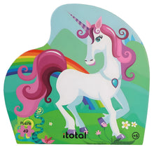 Puzzle infantil I-Total com unicórnio branco, arco-íris e castelo cor-de-rosa