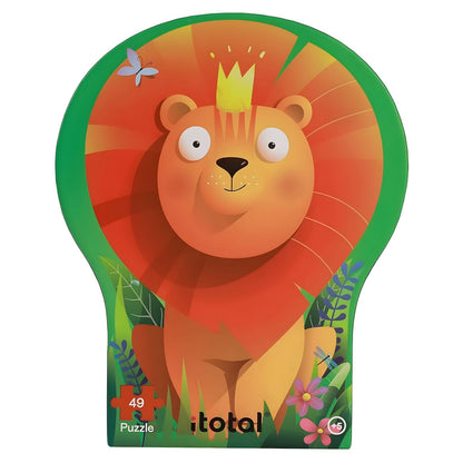 Puzzle O rei da selva com 49 peças com leão e animais da selva coloridos