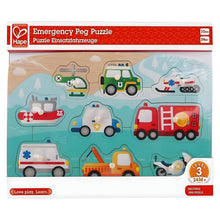 Puzzle Pegas Veículos de Emergência Hape com ambulância bombeiros polícia e helicóptero