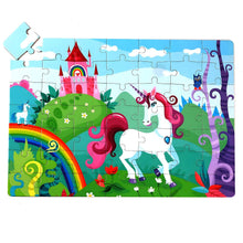 Puzzle infantil I-Total com unicórnio branco, arco-íris e castelo cor-de-rosa
