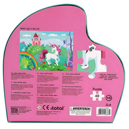 Puzzle infantil I-Total com unicórnio branco, arco-íris e castelo cor-de-rosa