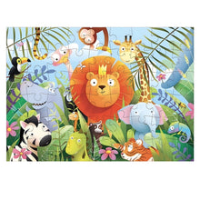 Puzzle O rei da selva com 49 peças com leão e animais da selva coloridos