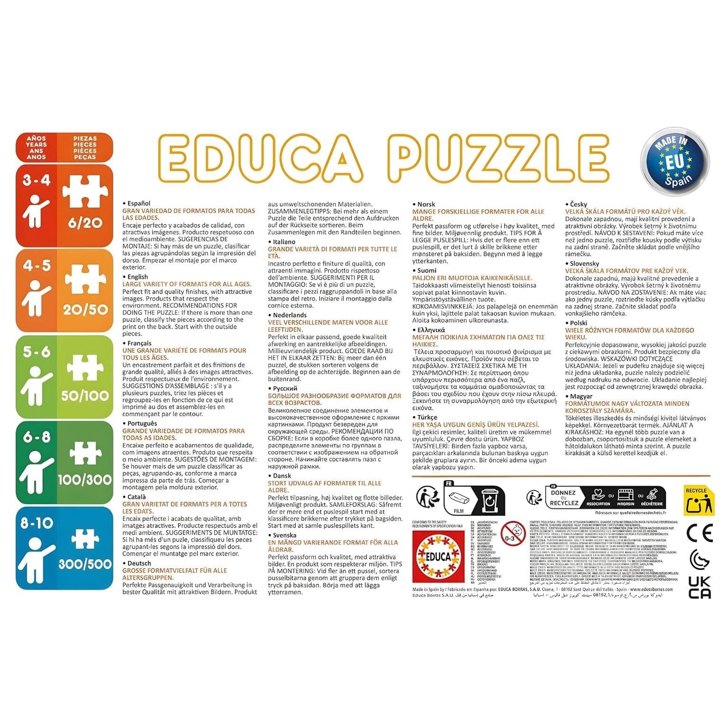 Puzzle Princesas Disney 2 x 20 peças com ilustrações coloridas de princesas Disney em cenário de jardim encantado