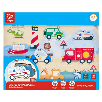 Puzzle de pegas Veículos de emergência Hape: embalagem