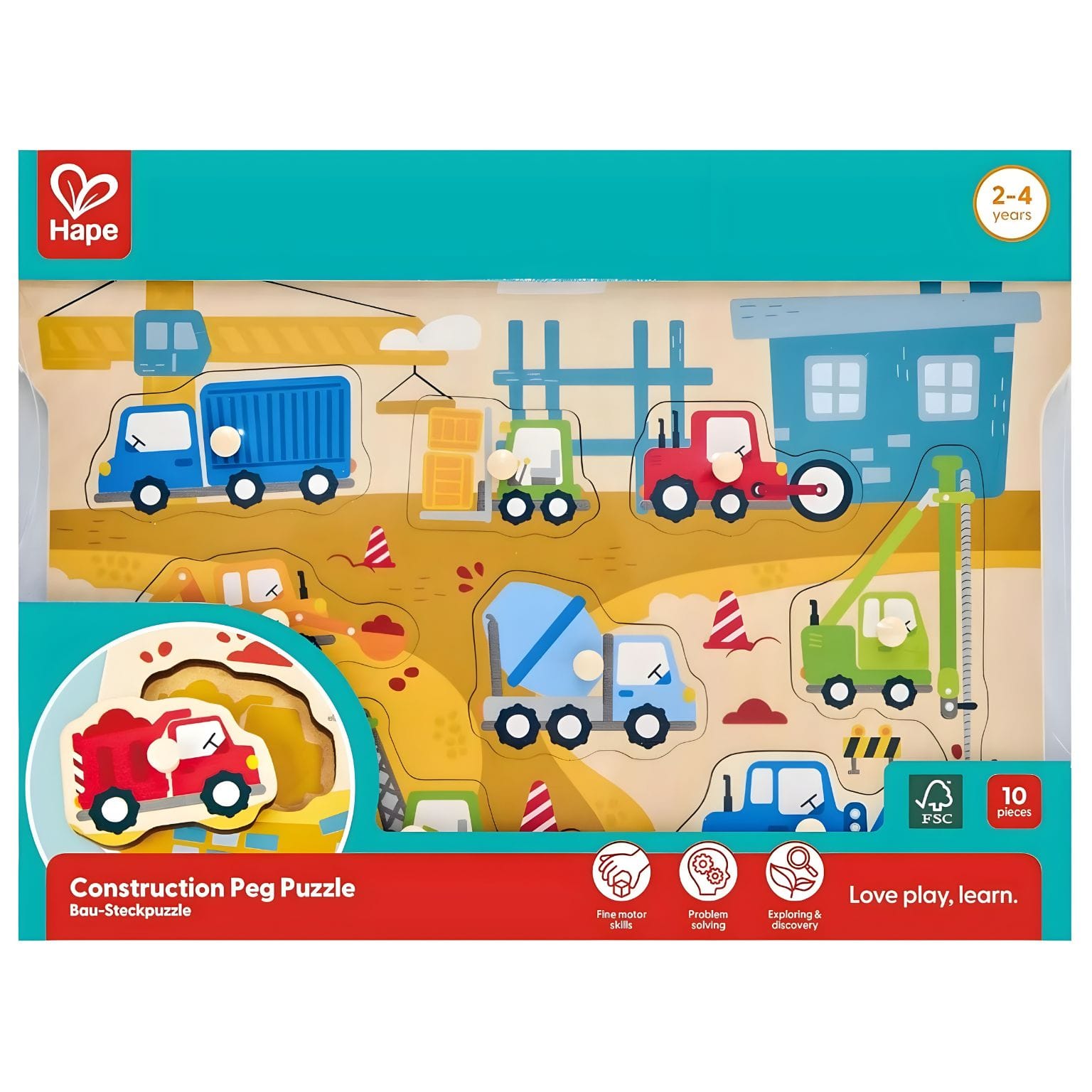 Puzzle de pegas Veículos de obras e construção Hape em vista principal