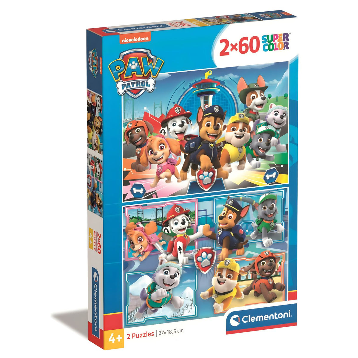 Puzzle Patrulha Pata SuperColor 2 x 60 Peças Clementoni