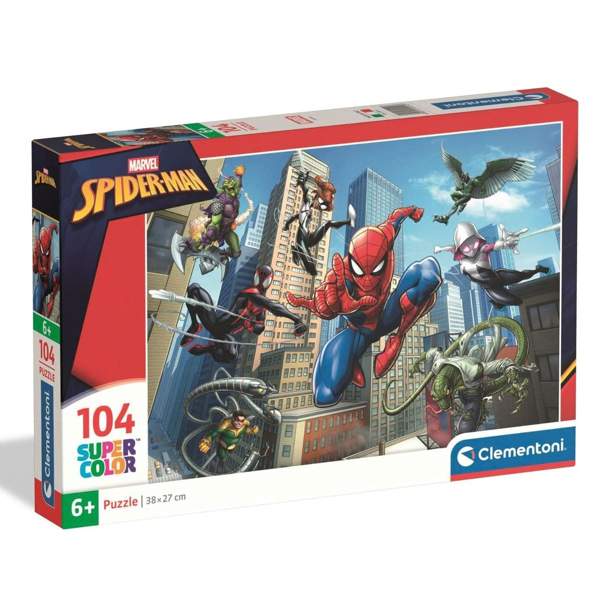 Puzzle Homem-Aranha 104 peças Clementoni com Spider-Man e vilões Marvel