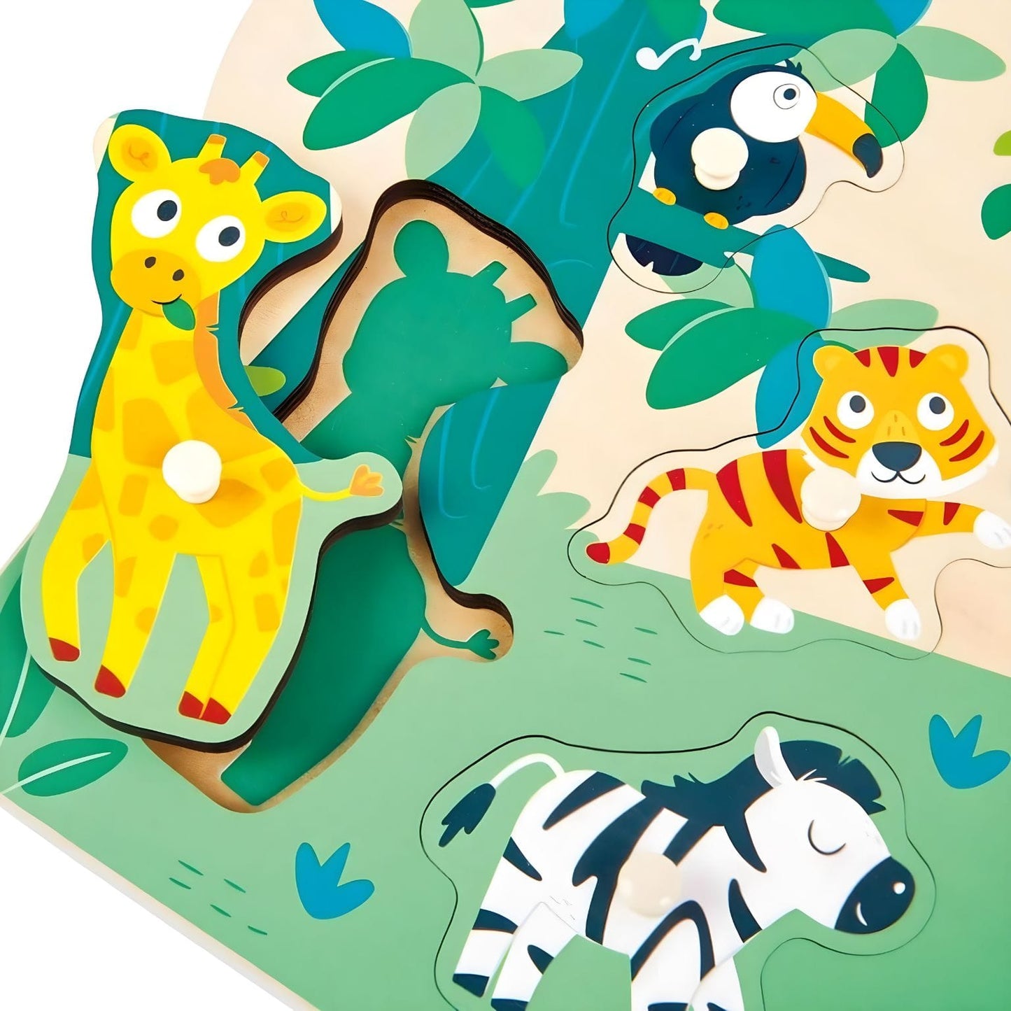 Puzzle de pegas Hape com animais selvagens para associação visual
