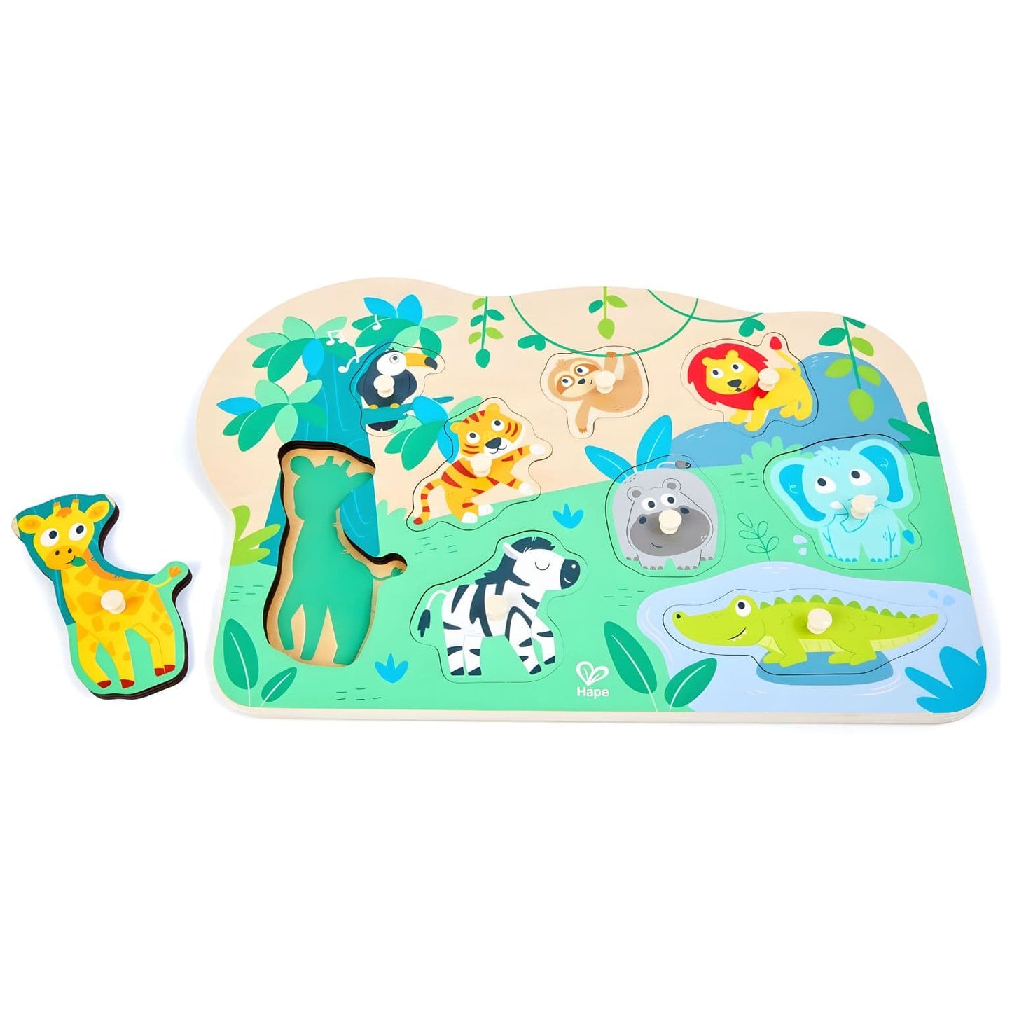 Puzzle Hape com animais selvagens e peças com pegas