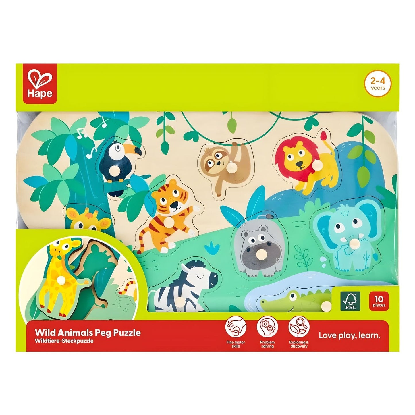 Puzzle de pegas Animais Selvagens Hape em vista principal