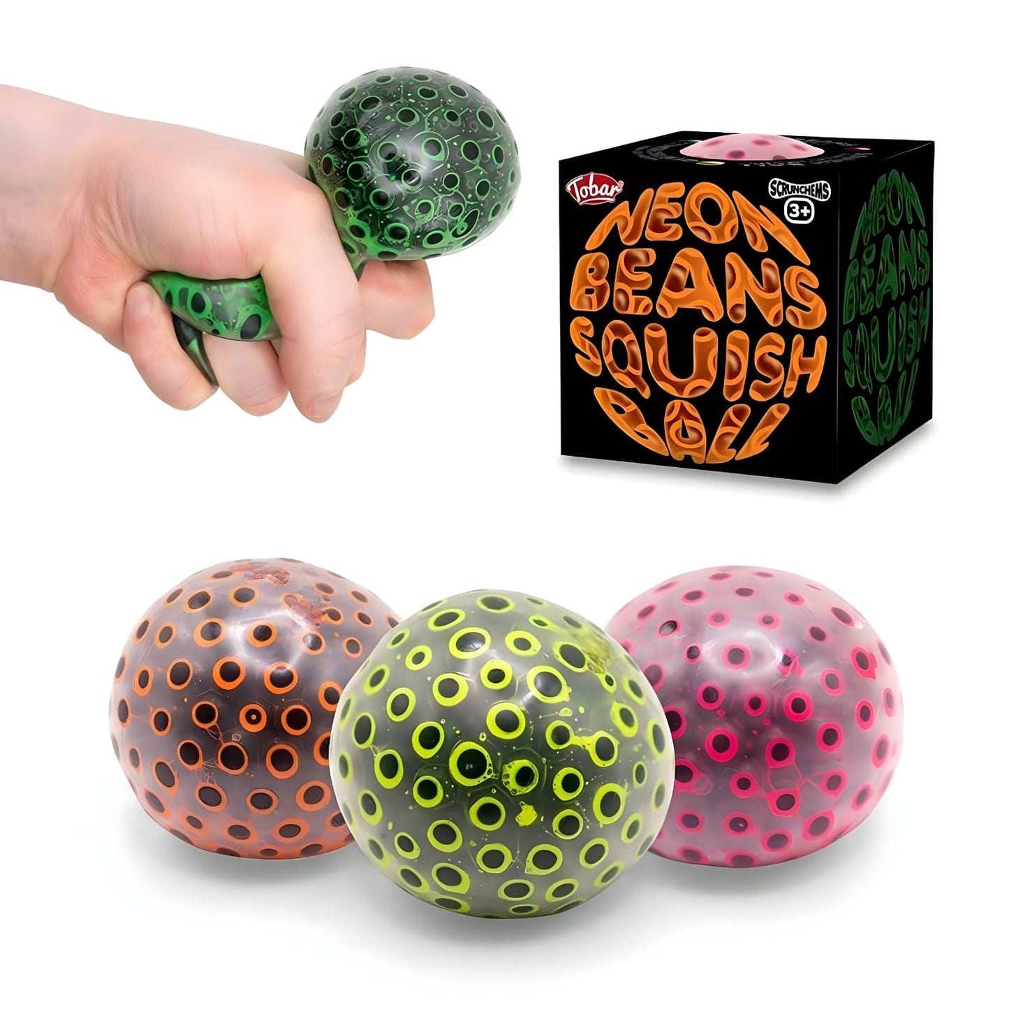 Squish Ball Scrunchems Neon Beans para brincadeira sensorial