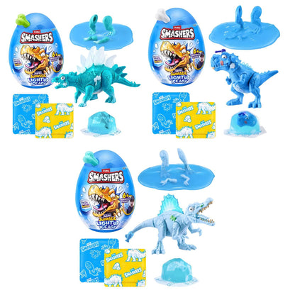 Smashers Dino Idade do Gelo da Zuru com ovo surpresa azul e dinossauros gelados