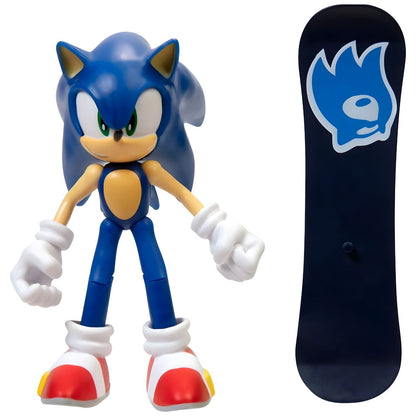 Figura Sonic The Hedgehog articulada com prancha de snowboard preta