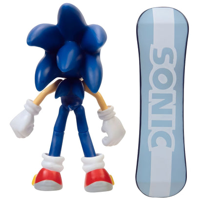 Figura Sonic The Hedgehog vista de costas com prancha com a palavra Sonic