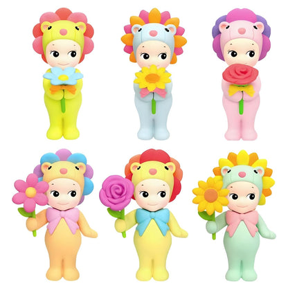 Seis figuras Sonny Angel Presente de flores com chapéus de flores