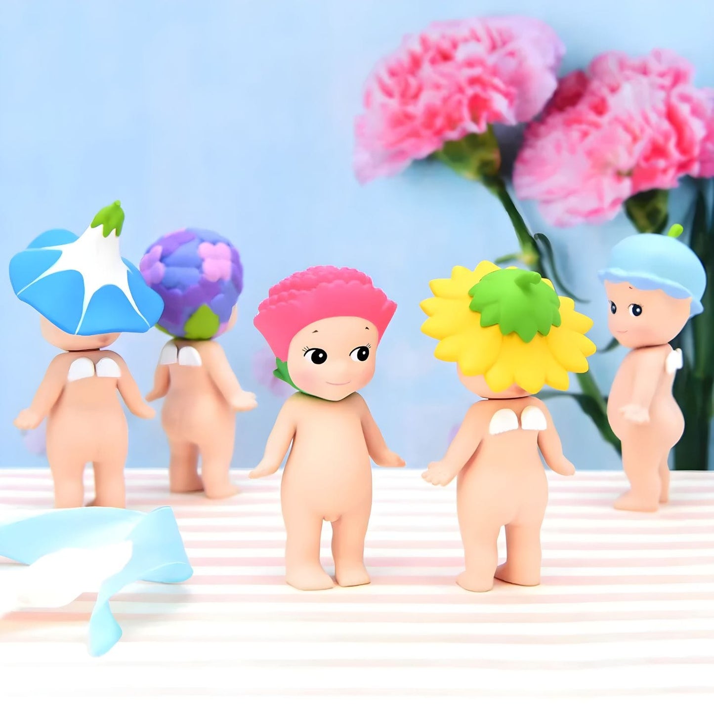 Sonny Angel série Flores com personagens florais coloridas e caixa surpresa