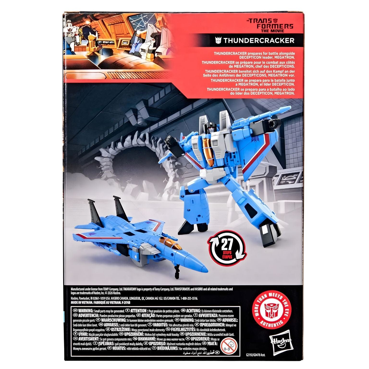 Transformers Studio Series Thundercracker em modo robô e avião de combate azul