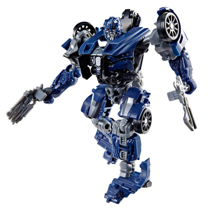 Transformers Studio Series Barricade em modo carro da polícia azul e modo robô inspirado no cinema