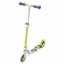 Trotinete 2 rodas Toy Story Smoby com ilustrações Toy Story e cores verde e roxo