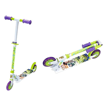 Trotinete 2 rodas Toy Story aberta e dobrada lado a lado