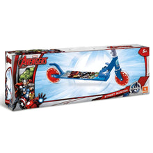 Trotinete de 2 rodas dos Vingadores azul e vermelha para crianças fãs da Marvel