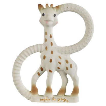 Anel de dentição So Pure Girafa Sofia com dois aros, vista de frente