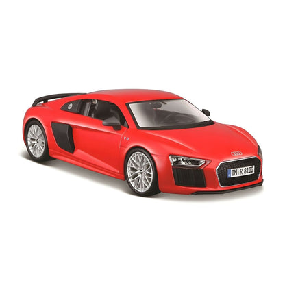 Audi R8 V10 plus vermelho em miniatura, vista lateral
