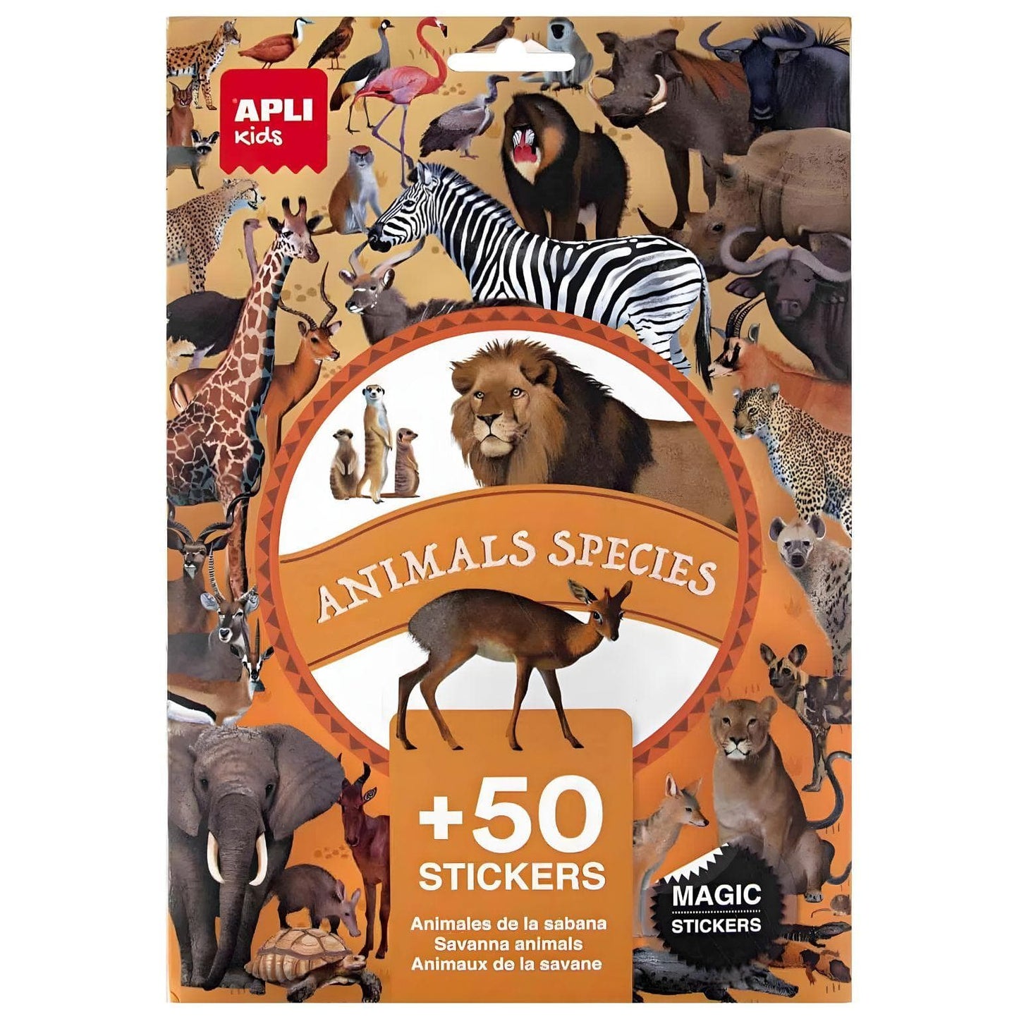 Apresentamos Autocolantes reutilizáveis - Animais da Savana com o SKU 921942725 recomendado para + 3 anos
